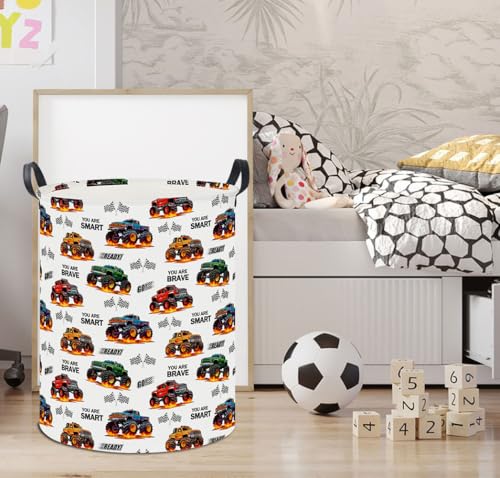 Image of 19.7 inch Laundry Basket,Dirty Clothes Hamper,Waterproof Storage Bin,Room Decor,Gift Baskets,Nursery Hamper(Flame Racing)