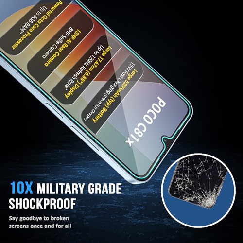 Image of ArmourPro Tempered Glass for Poco C81x - 9H Anti Scratch Screen Protector, Edge to Edge Coverage, HD Clarity, Smooth Touch, Case Friendly | Black, Pack of 2