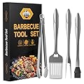 SHINESTAR Heavy Duty Grill Tools Set, Stainless Steel Grilling Accessories with Spatula, Tongs, Fork and Basting Brush, 4PCS, Ideal Grilling Gifts for Man