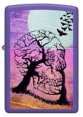 Image of Zippo Skull Tree Windproof Lighter - Gothic Forest Design, Color Image, Matte Finish, Refillable