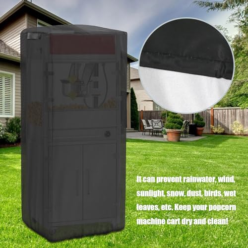 Image of 420D Popcorn Machine Cover, Dustproof Popcorn Maker Cart Cover With Windproof and Adjustable Drawstring Design 16 x 18 x 31inch