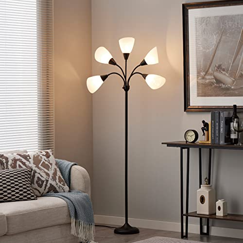 Honoding CX00004 Medusa Floor Lamps Standing Lamps 5 Heads Adjustable Reading Light Large Shade Use E26 A19 Bulb Floor Lamps thumb #1