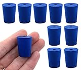 EISCO 10PK Neoprene Stoppers, 1 Hole - ASTM - Size: #2-16mm Bottom, 20mm Top, 25mm Length - Suitable for use with Petroleum, Oils & Most Inorganic Acids and Bases