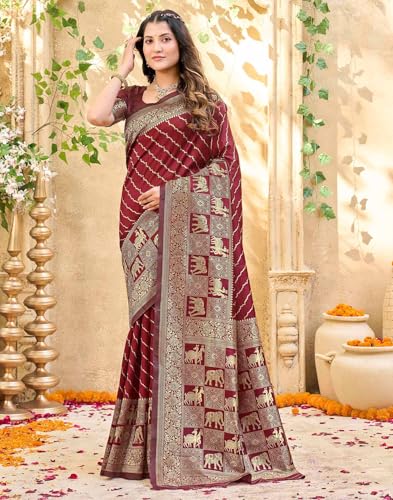 Image of SIRIL Women's Banarasi Silk Saree Pure Silk Saree With Unstitched Blouse Piece