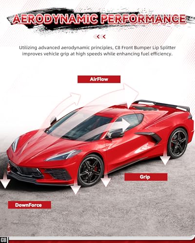 Etesan Carbon Flash C8 Front Bumper Lip Splitter Fit for Corvette C8 Stingray Z51 2020-2025 ABS Front Bumper Lip Splitter Replacement Kit OEM #84869770 Protection Splitter Spoiler 3PCS - Image 2
