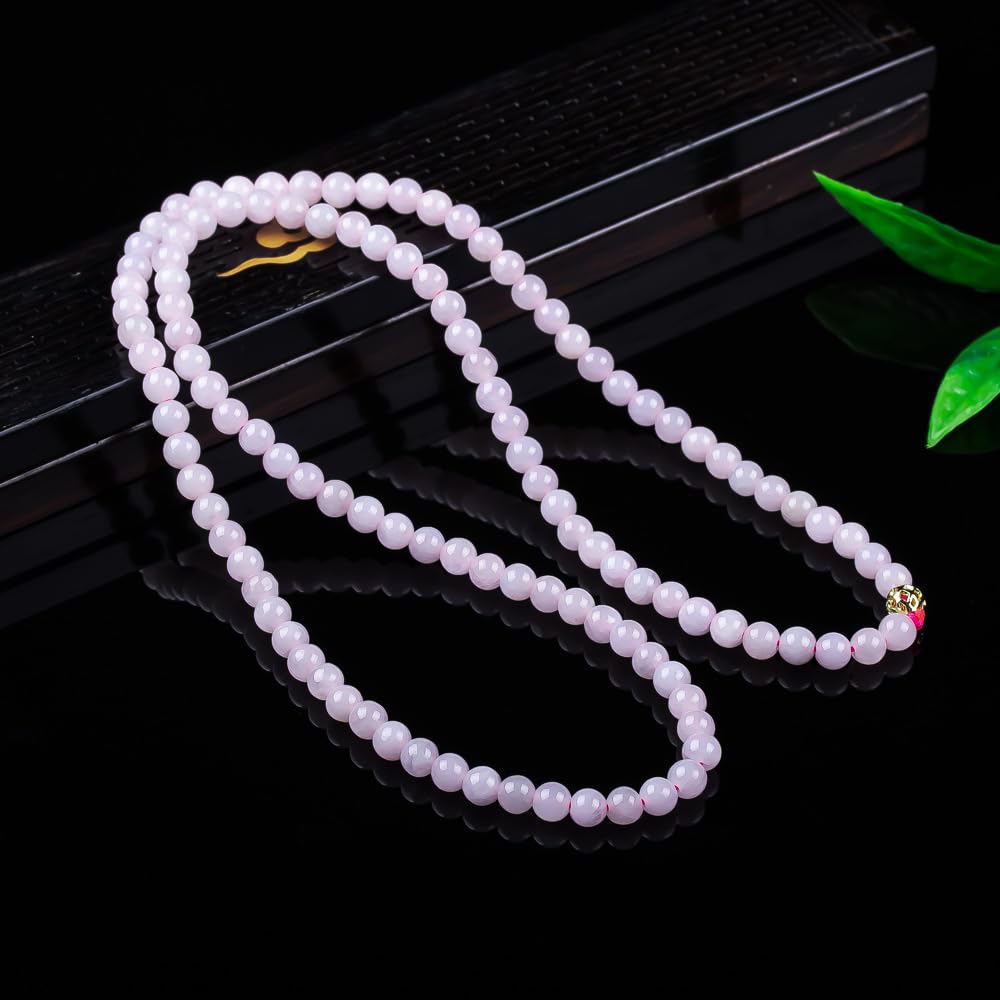 Naszyjnik z fioletowego jadeitu, okrągłe koraliki 6 mm, 51–80 cm