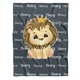 Personalized Baby Blanket For Boys,Grey Lion Blanket,Lion Baby Blanket,Lion Lovey Blanket,Personaliz