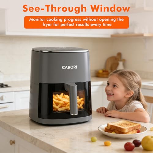 Image of CARORI 6Qt Air Fryer with Viewing Window, 12 Preset, Large Capacity, 400℉ Max Crisp, 1700W Quick Even Easy Meals, Nonstick Dishwasher Safe Basket, Bake, Roast, Dehydrate, Reheat