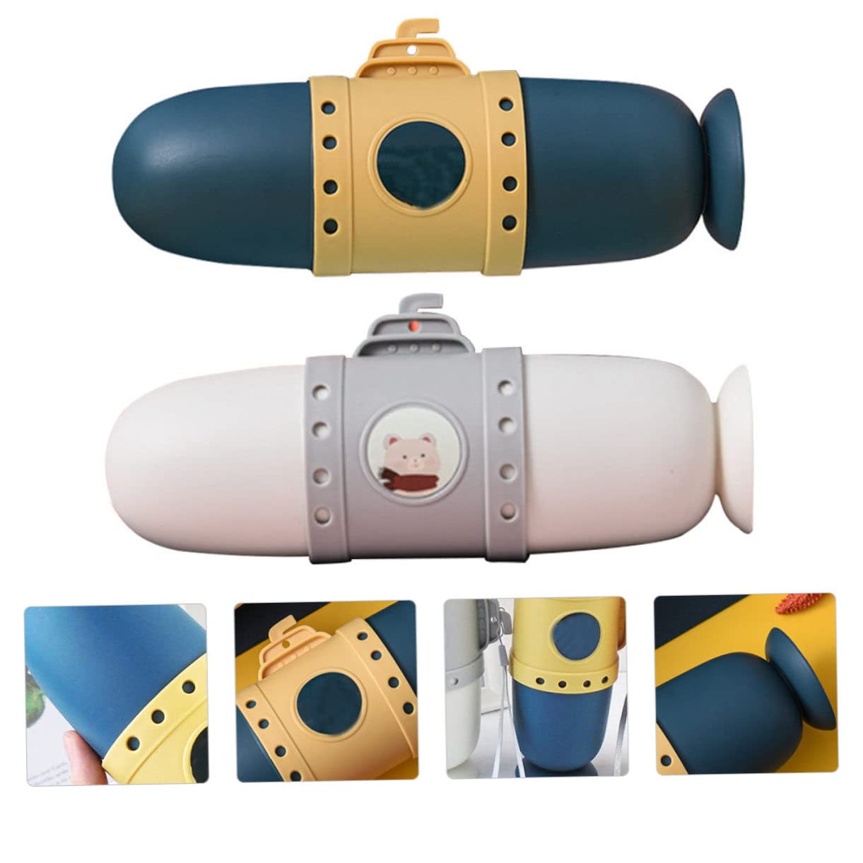 PartyKindom 6pezzi Porta Spazzolino Da Viaggio Design Submarino Elegante Custodia Per Spazzolino e Tazza Da Lavaggio Contenitore Pratico e Profondo Organizzatore Compatto Per Viaggi