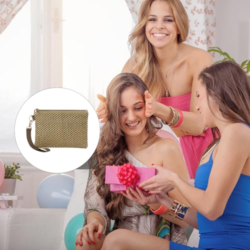 Image of Straw Clutch Purses for Women, Bohemian Straw Handbag Small Summer Beach Bag Wristlet Wallet with Zip