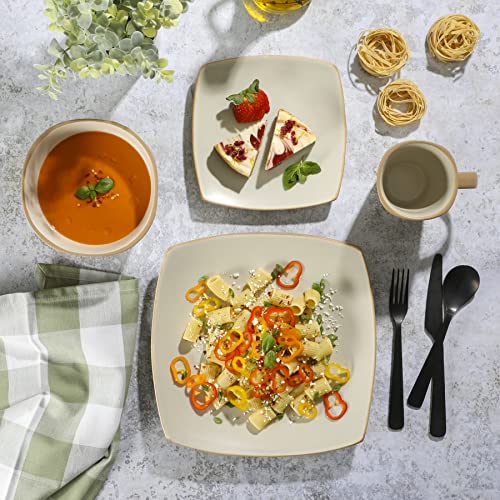 Gibson Soho Lounge Square Reactive Glaze Stoneware Dinnerware Set, Service For 4 (16Pc), Tan #TOP6