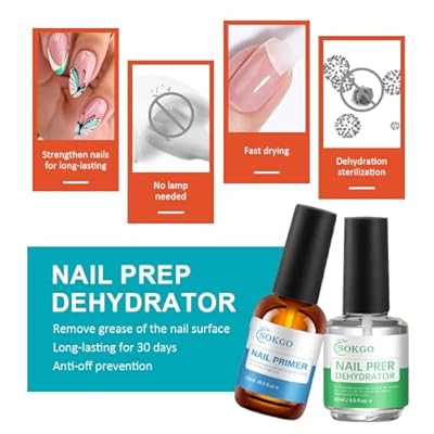 Sokgo Nail Dehydrator and Primer, Nail Supplies for Acrylic and UV Gels (Blue*Green, Large)