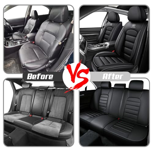 Megaseat Truck Seat Covers for Ford F350 2011-2026, Waterproof Nappa Leather Full Coverage Car Seat Cover, Muscle Sport Style Auto Interior Covers （Full Set Black） by Megaseat - Used condition - Image 6