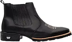 Bota Masculino Texana Country Cano Curto Couro Preto Texas Gold