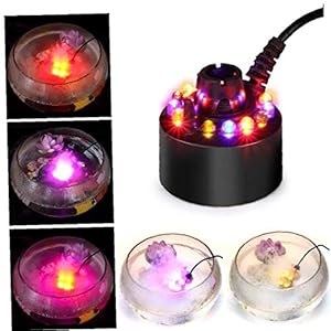 DierCosy Tools 20mm Mist Maker Vijver Mister, Fontein Verstuiver, Aquarium Vissen Tank Fogger Luchtbevochtiger met 12 LED voor Indoor Outdoor (Zwart)