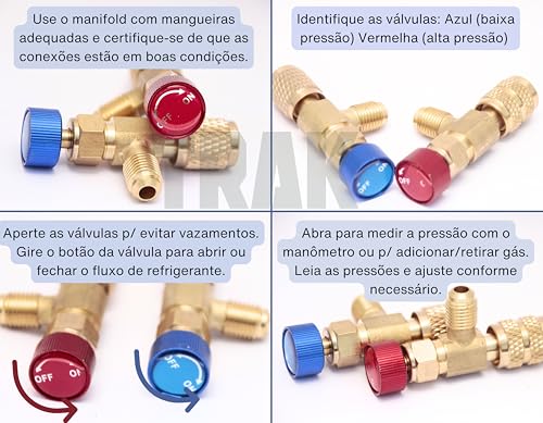 Válvulas Acionadoras Schrader TRAKAR para Sistemas de Refrigeração e Ar Condicionado, 1/4