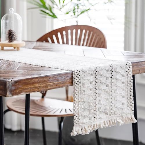Image of HomeCloud Croshia Woven Table placemat - Heat Resistant, Washable Table Decoration for Dining, Office, Kitchen, Hotel, and Home (Runner White, Set of 2)