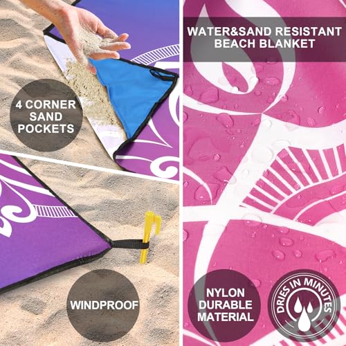 AISPARKY Beach Blanket Waterproof Sandproof, Oversized Large Beach Mat 79