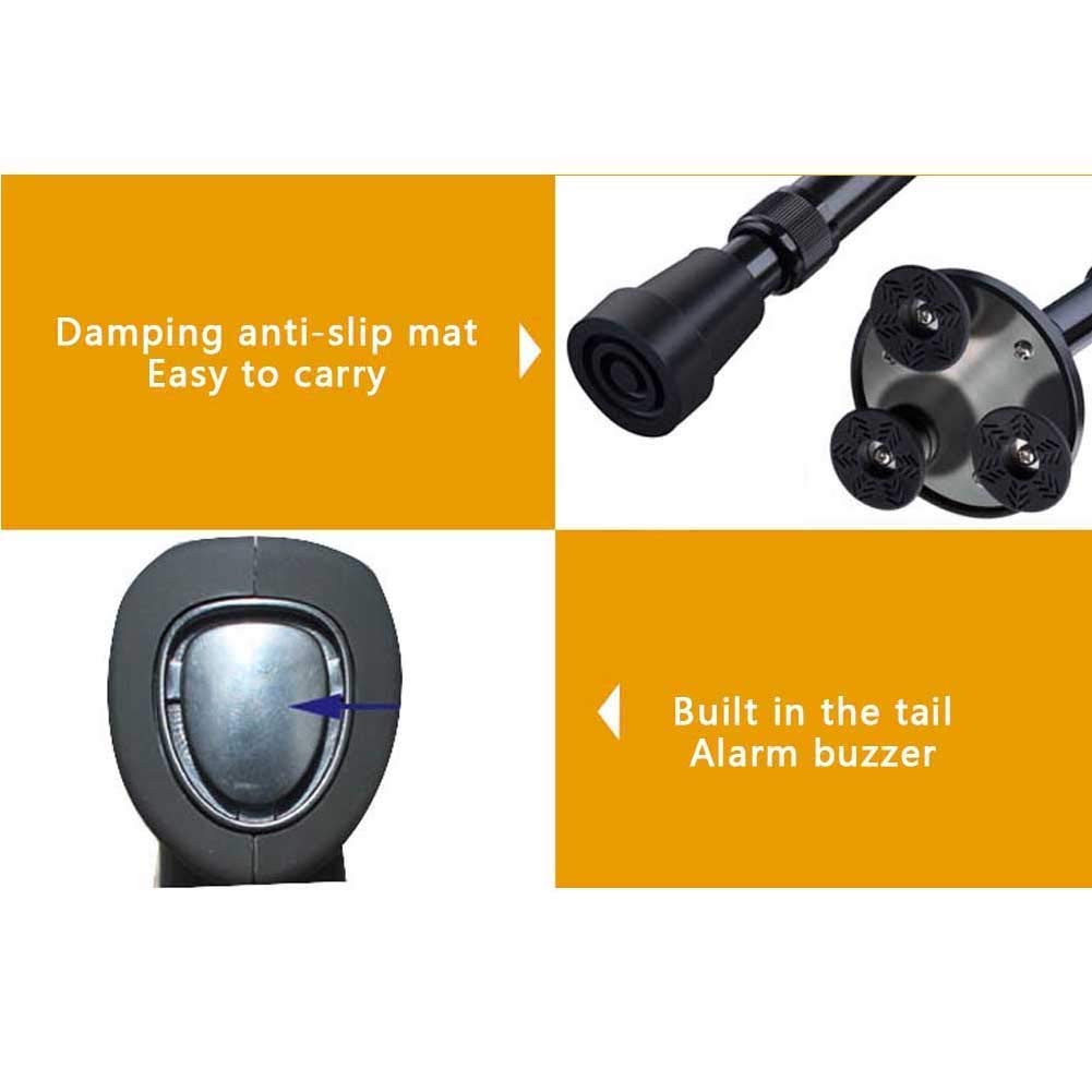 Bastón para Caminar con Mango ergonómico, reproducción de Radio, Alarma, función de luz LED, Hombres y Mujeres viajan con Confianza con Este bastón Ajustable, muletas