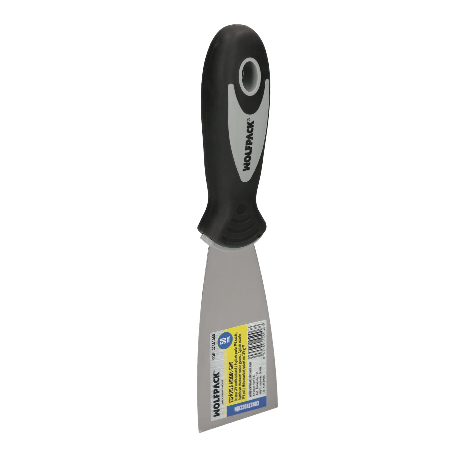 WOLFPACK LINEA PROFESIONAL Carbon Steel 50 mm Spatula, Plaster, Painter, Putty, Pladur, Gummy Grip Handle