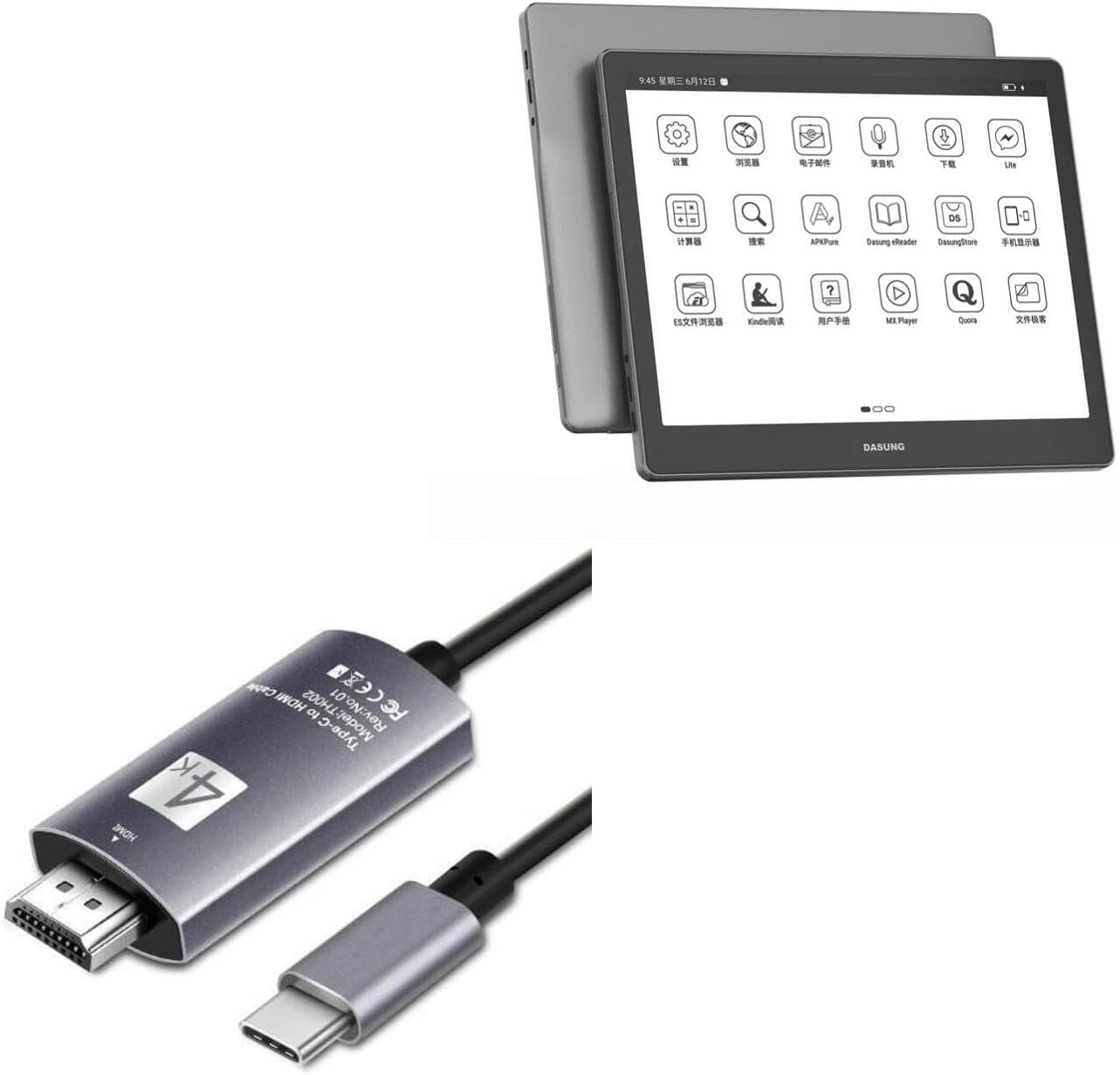 Cable Compatible with Dasung Not-eReader 103 (EP1030312) - SmartDisplay Cable - USB Type-C to HDMI (6 ft), USB C/HDMI Cable - Jet Black