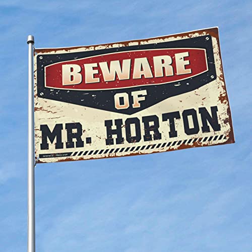 スモールフラッグ Beware of Mr. Horton 国旗 オフィス装飾 男性用 ガーデンフラッグ アクセサリー (サイズ:152X244cm)