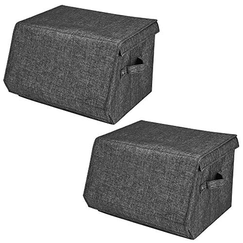 2 Boîtes De Rangement Bacs De Rangement Cubiques Pliables Avec Couvercles InclinÉS, Grands Paniers En Tissu Avec PoignÉEs, 38 X 26,5 X 25 Cm, Gris Brillant, Q-28 Cover
