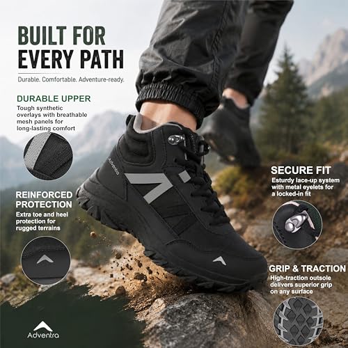 Image of Men Mid Ankle Hiking Shoe | Anti-Skid Rubber Sole | Lowland Hiking and Mid Mountain Trails | EH900