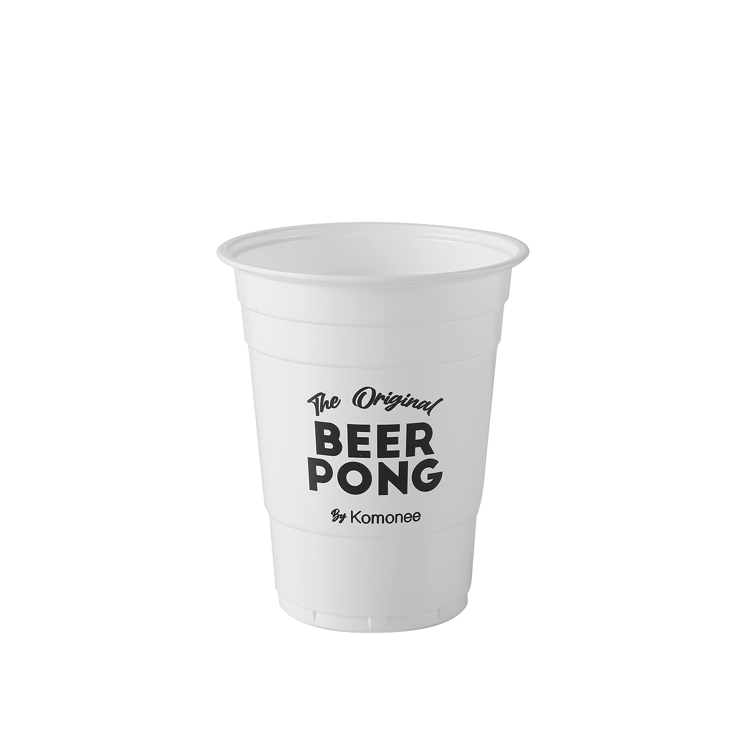 Komonee Beer Pong 16oz 500ml Wide Rimmed American White Party Cups 6pcs USA Adult Drinking Game Re-usable Novelty Plastic Drink Strong Glass