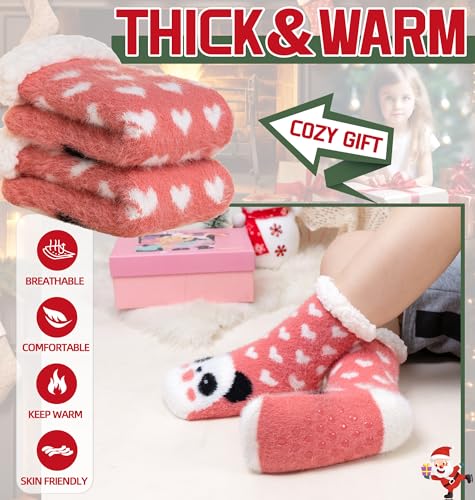 DoSmart Kids Girls Slipper Fuzzy Socks Soft Warm Cozy Animal Anti-Slip Winter Thermal Christmas Indoor Socks3
