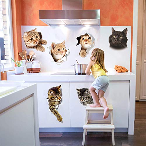 12Pcs Cartoon Animals Cute Cat Emoticons Wall Stickers, Removable Vinyl Cats Wallpaper Murals, 3D Art Home Decor Cat Decal For Bedroom Fridge Car Toilet Seat… #TOP5