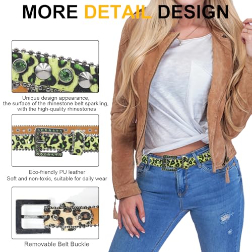 Rhinestone Belt Women Cowgir Studded Belt Goth Bling Stylish Belts Punk Y2k sparkly Belts4