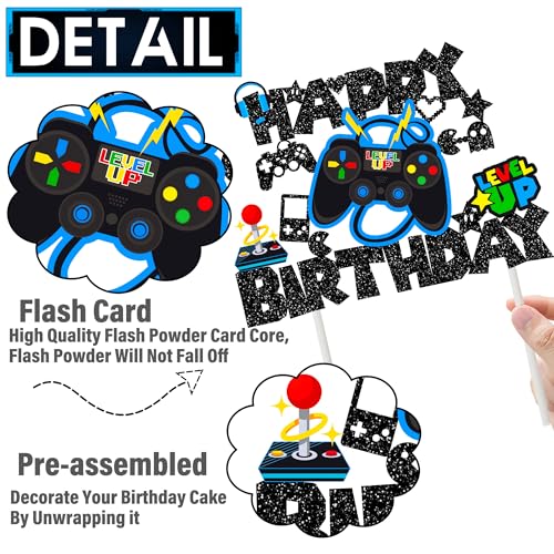 Umoni MONCT-191 Video Game Happy Birthday Cake Topper Glitter Game Controller Cake Pick Decoration Gamer Birthday Cake Decorations For Video Game Controller Themed Kids Birthday Party Baby Shower Supplies thumb #3
