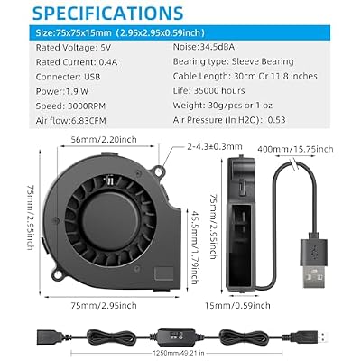 Wathai 75mm x 15mm USB Cooling Fan 5V DC Brushless Nepal | Ubuy