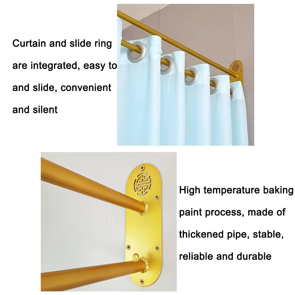Graue Raumteiler-Vorhänge, Wandmontage, Metallstütze, Sichtschutz-Trennwand, verstellbare Hängeschiene, Set für Schlafzimmer, Salon, Lounge, 120 cm