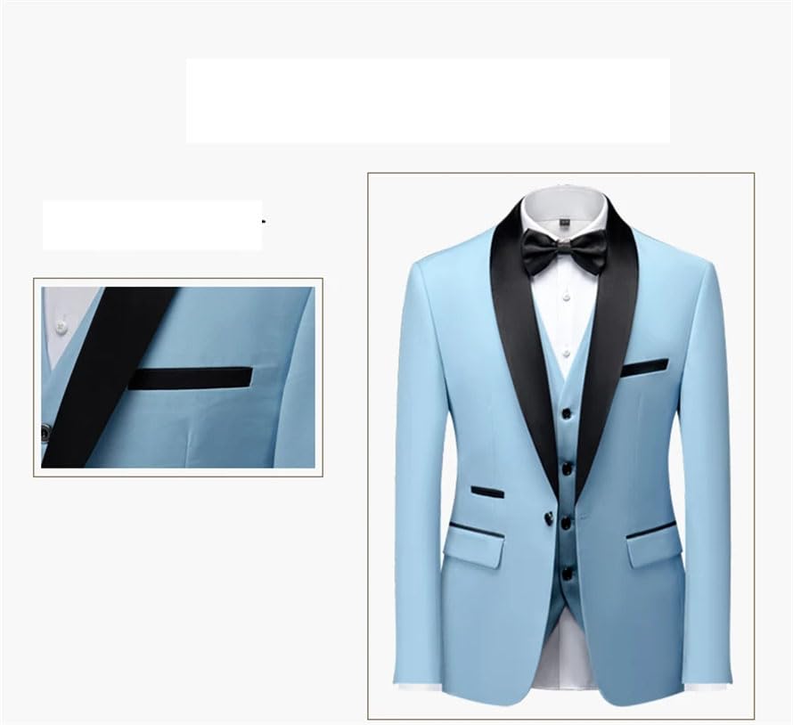 Pohullan Men Jacket Vest Pants Formal Suit Business Office Color Contrast Suit Groom Wedding Slim Suits3