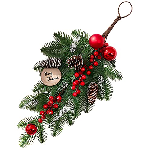 Luxshiny Christmas Teardrop Swag Decoration Lightweight Pendant for Door Wall Fireplace Holiday Ornaments Natural Stems for Office Home Decor