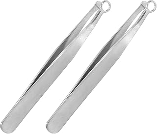 2 Pcs Universal Nose Hair Trimming Tweezers, Stainless Steel Nasal Clippers with Friendly Round Tip for Men & Women for Noses Hair, Brow, Sideburns & Body (Silver)