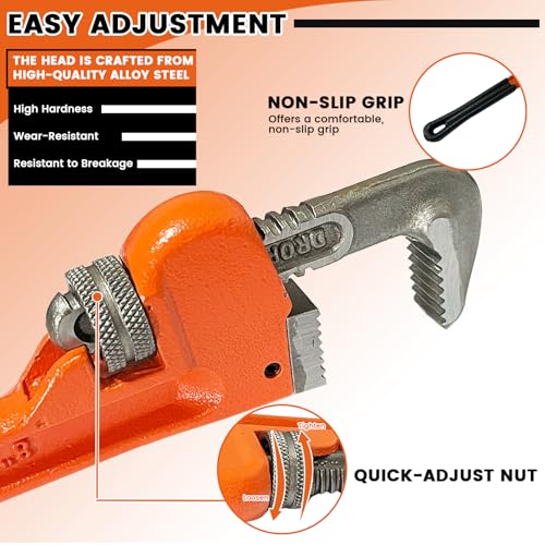 Zmwjyxx 5-Piece Pipe Wrench Set with Gloves