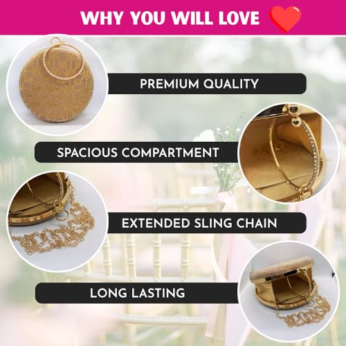 Image of SLARA Women's Evening Clutch Bag for Women, Glitter Pattern, Crystal Clasp Handbag, Perfect for Weddings, Parties, and Special Events