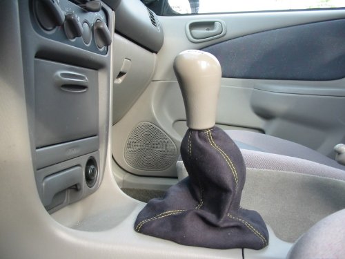 RedlineGoods Shift Boot Compatible with Toyota Corolla 1998-02. Tailor Made - not Universal. Genuine top-Grade Italian Black Leather with Blue Thread