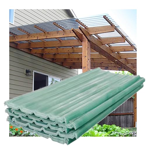 Pannelli da Tetto Trasparente,Fogli Pretagliati di Vetroresina,Lamiere Ondulate Isolante,Lastra for Copertur Antipioggia,per Serra,Garage,con Vite ，Facile da piegare(3pcs,0.9*0.5m/35*20in)