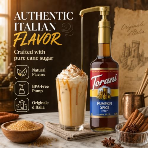 Torani Coffee Syrup, Pumpkin Spice Flavor, Pump Included, 25.4 Fl Oz - image 3