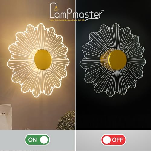 Image of Lamp master Luminous Flower Wall Light | 23cm Acrylic LED Decorative Lamp | Energy-Efficient, Modern Wall Decor for Living Room & Bedroom | 1 Year Warranty