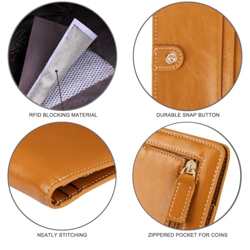 Image of Itslife Women's Rfid Blocking Small Compact Bifold Leather Pocket Wallet Ladies Mini Purse with id Window (Waxed Brown)