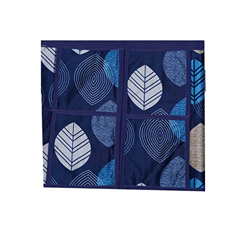 Image of KANUSHI Industries Microwave /Oven Top Cover with 4 Utility Pockets (VAR-Micro-Blue-Long-Leaves)