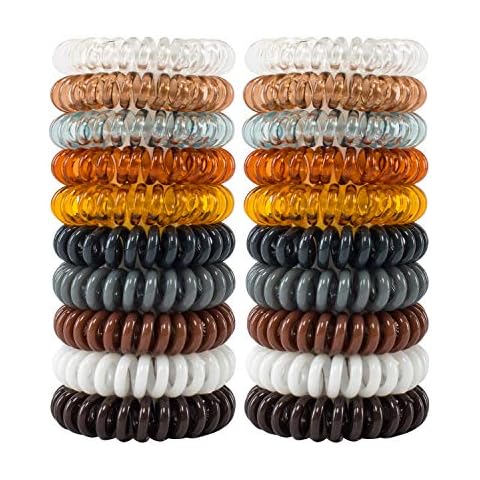 79STYLE 50pcs Spiral Hair Ties For Women Coil Hair Bands Coil Scrunchies Ponytail Holder Plastic Phone Cord Hair Coils For Thin Hiar No Damage (brown/clear) Cover