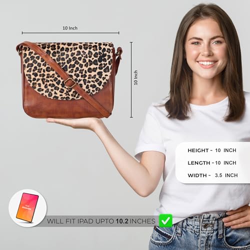 Image of Genuine Leather Shoulder Crossbody Purse For Women with Adjustable Strap, Mobile Pocket & Outside & Inside Zipper