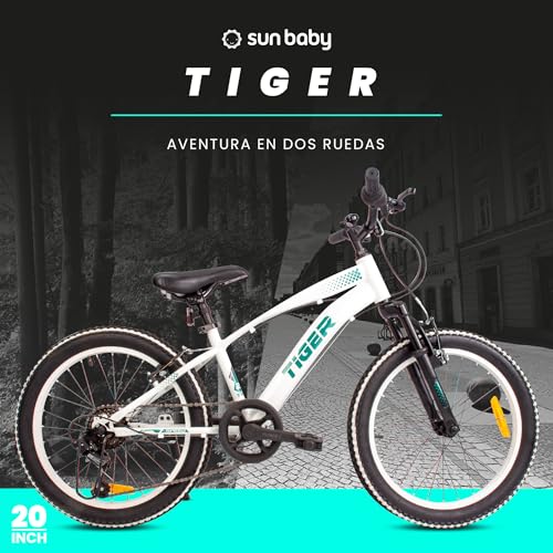 Miniatura 2 de Tiger Bike Bicicleta Infantil 20 Pulgadas Tamaño De Rueda A Elegir 6 Velocidades Shimano Bicicleta Para Niños De 6 A 10 Años Altura Ajustable Blanco Verde