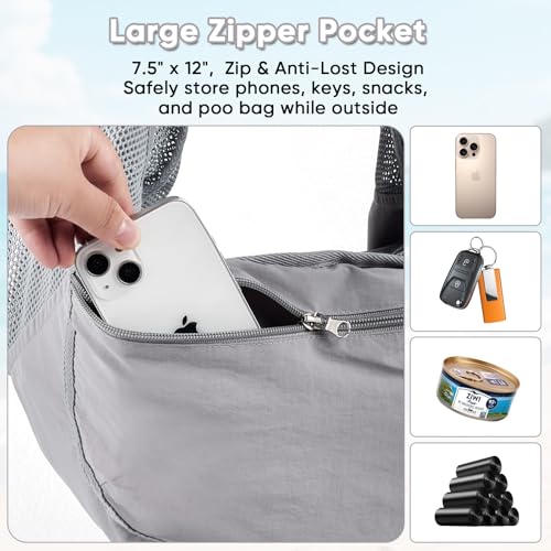 NATUYA Small Dog Sling Carrier - Lightweight & Cozy Breathable Mesh Pet Purse for Puppy Under 15 lbs - Zipper Pocket, Adjustable Strap for Hands-Free Travel Hiking Doggy Bag by NATUYA - Image 6